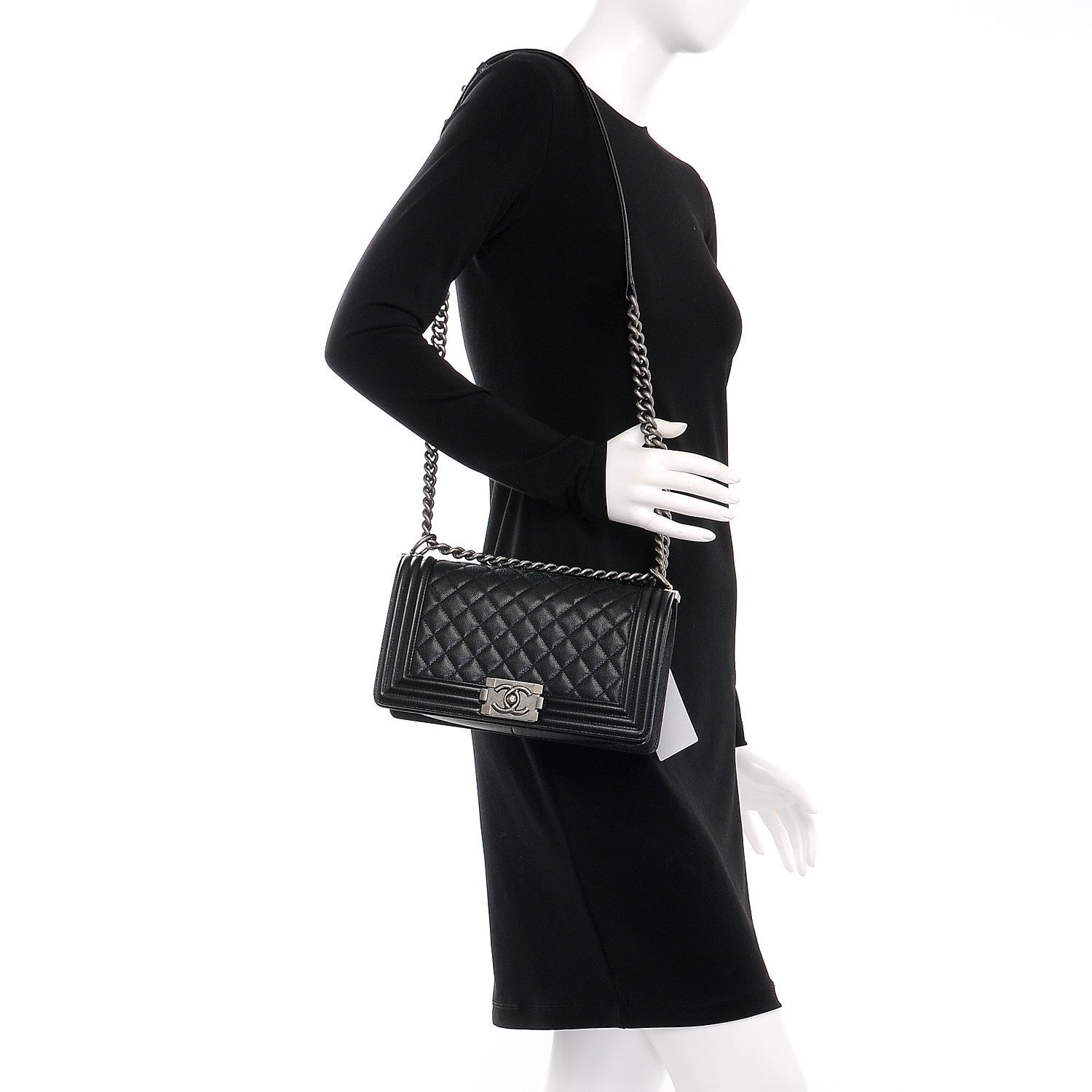 Chanel Caviar Quilted Medium Boy Flap Black 2 of 9