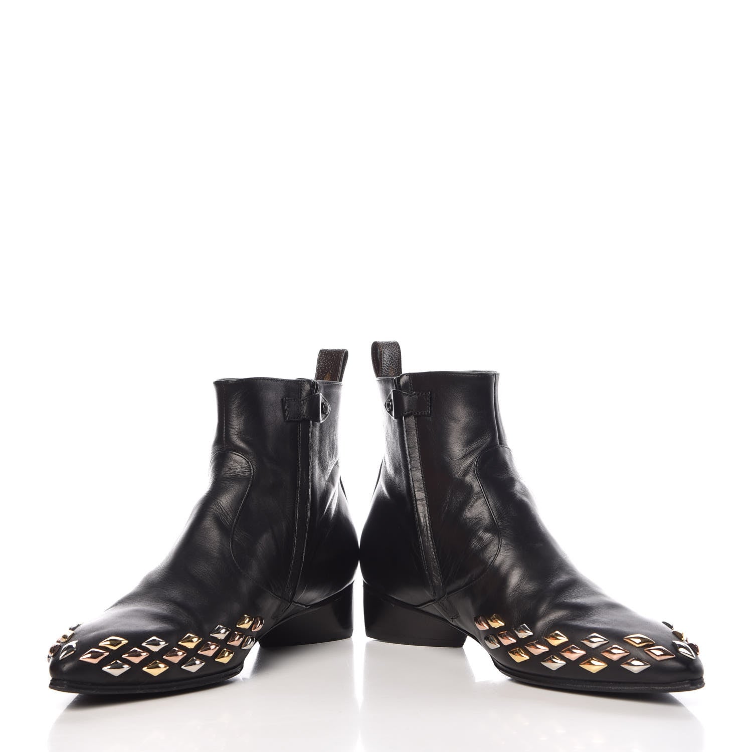 Louis Vuitton Calfskin Studded Gold Rush Flat Ankle Boots 39 Black 5 of 14