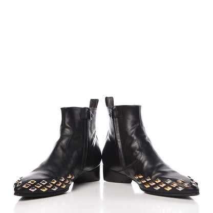 Louis Vuitton Calfskin Studded Gold Rush Flat Ankle Boots 39 Black 5 of 14