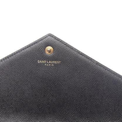 Saint Laurent Grain De Poudre Matelasse Chevron Monogram Chain Wallet Black 7 of 14