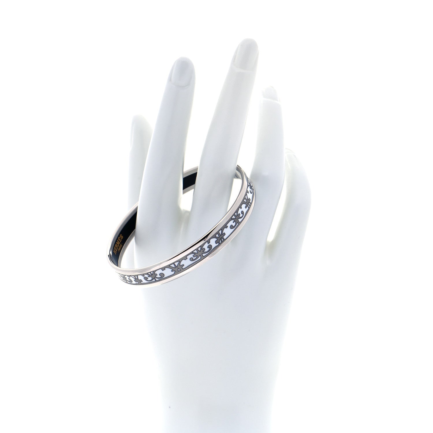 Hermes Enamel Printed Narrow Balcons Du Guadalquivir Bracelet 65 Platine 2 of 7