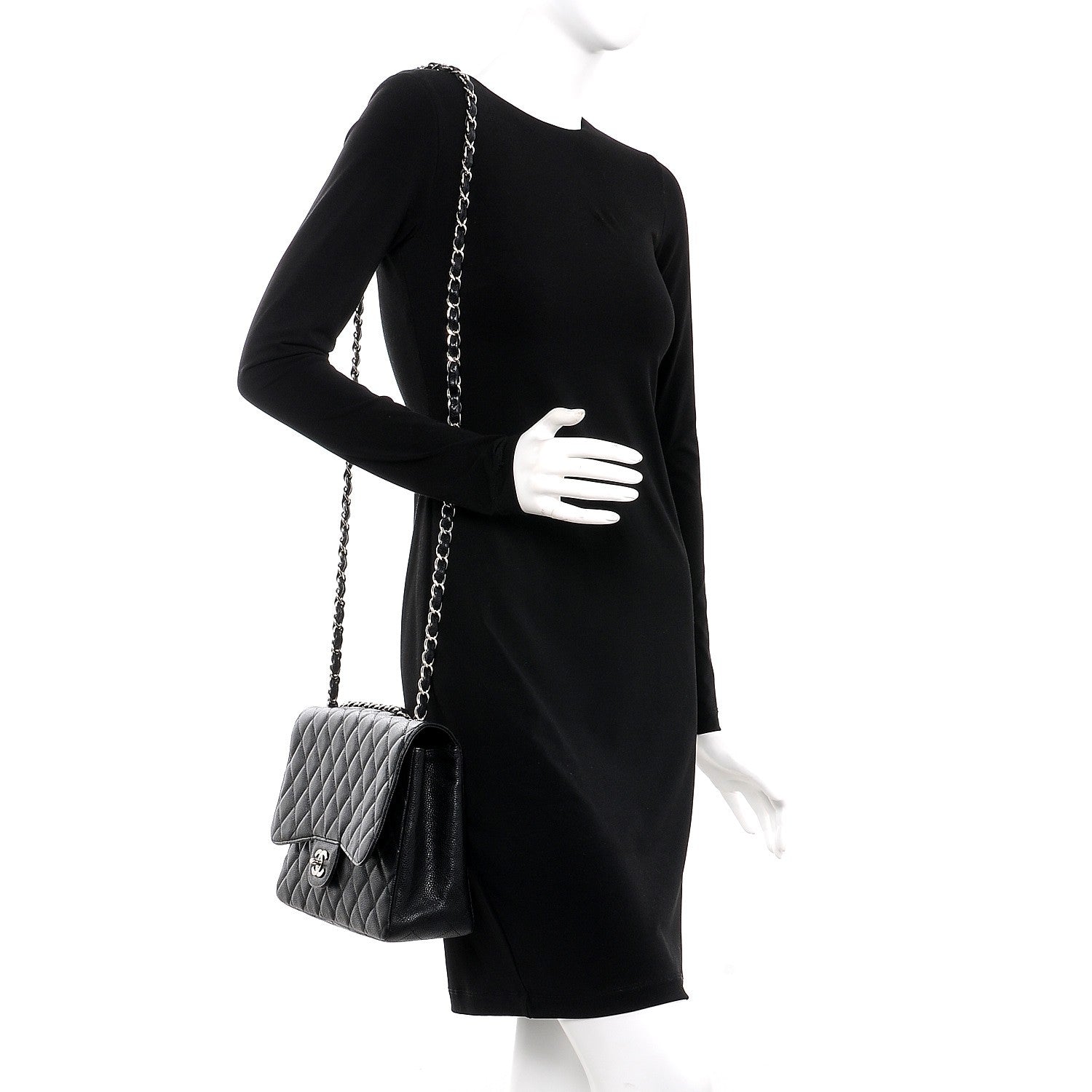 Chanel Caviar Quilted Jumbo Single Flap Black 2 of 8