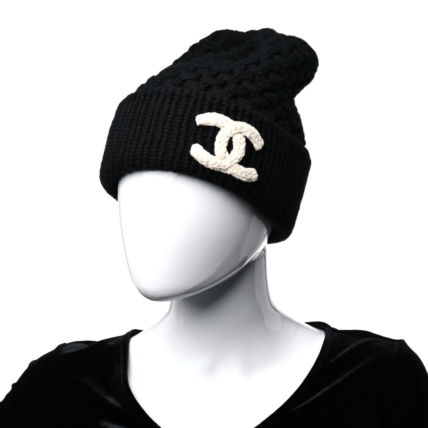 Cashmere CC Beanie Hat Black White