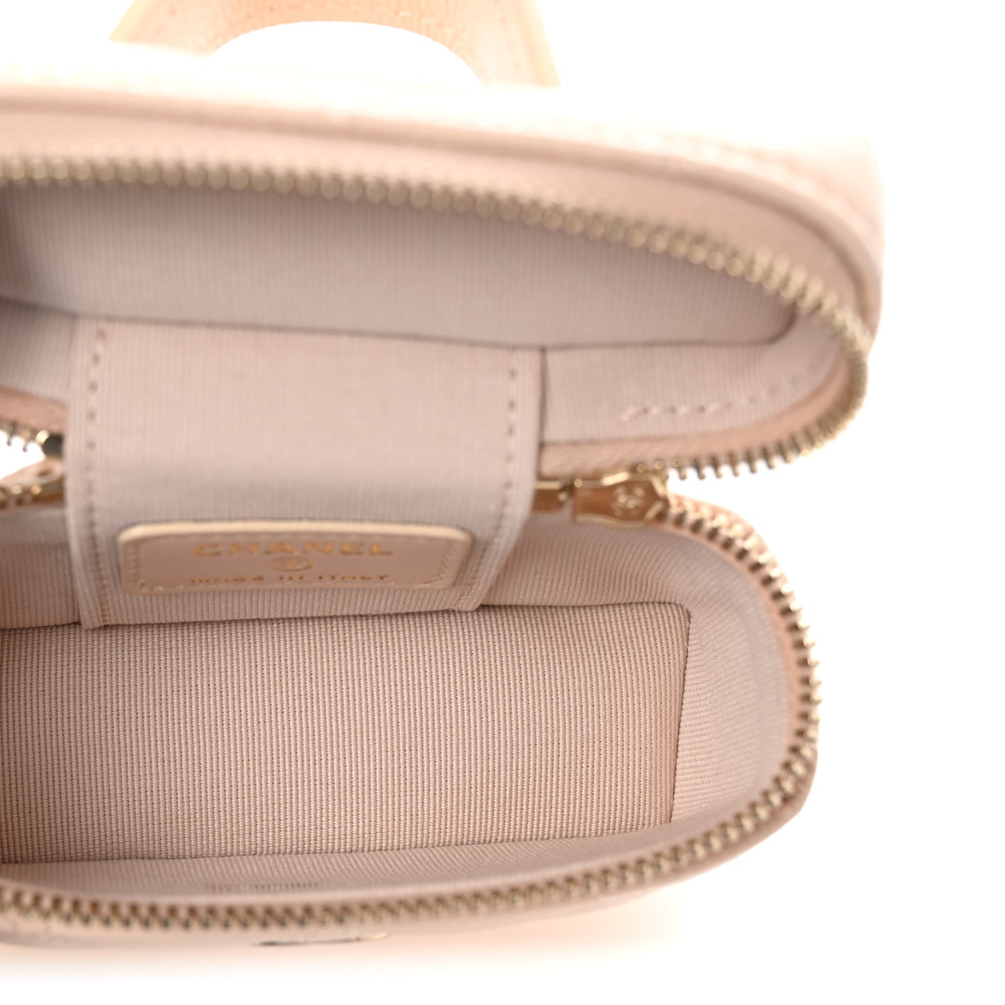 Caviar Quilted Mini Bag Charm With Chain Light Beige