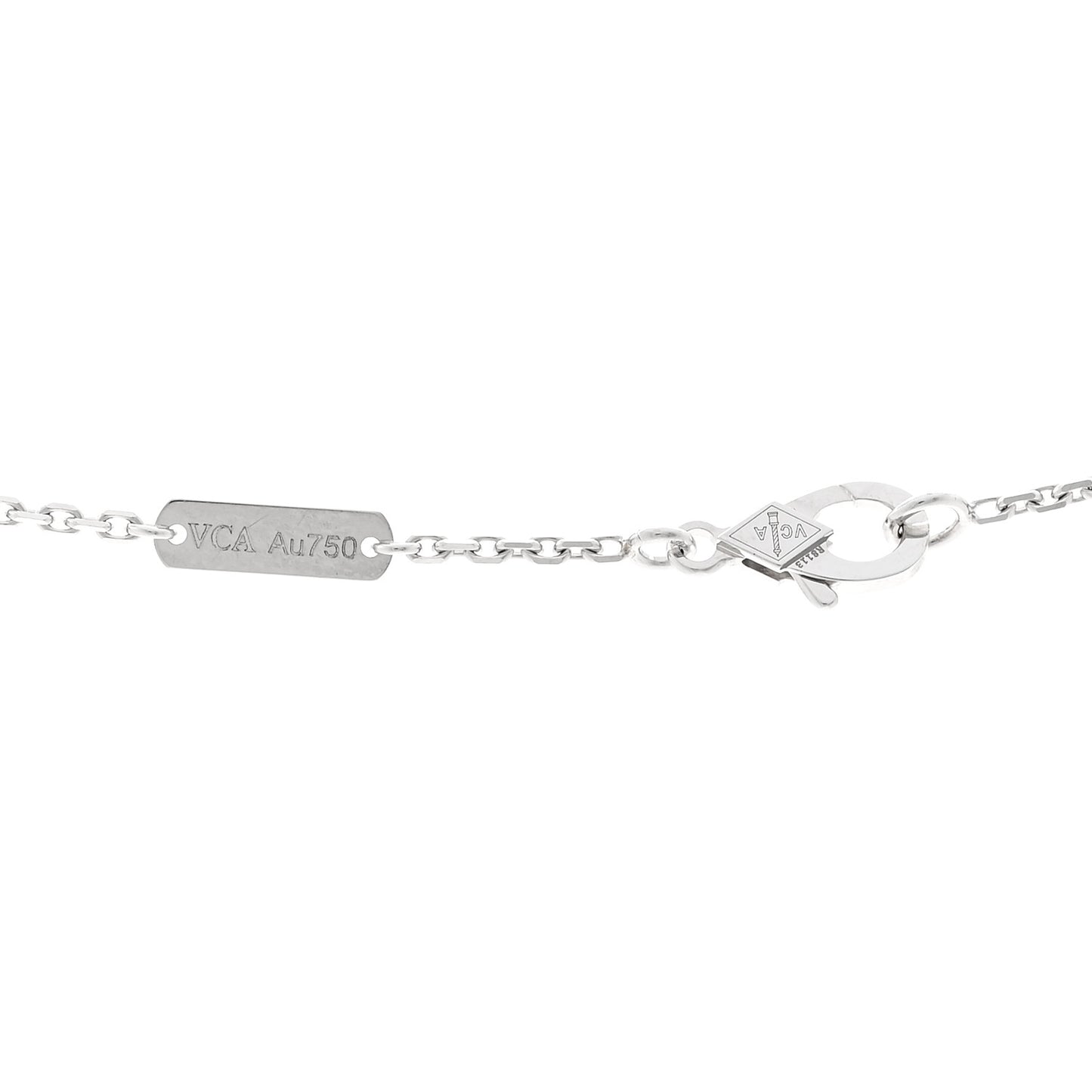 VAN CLEEF &amp; ARPELS 18K White Gold Guilloche Vintage Alhambra Pendant Necklace