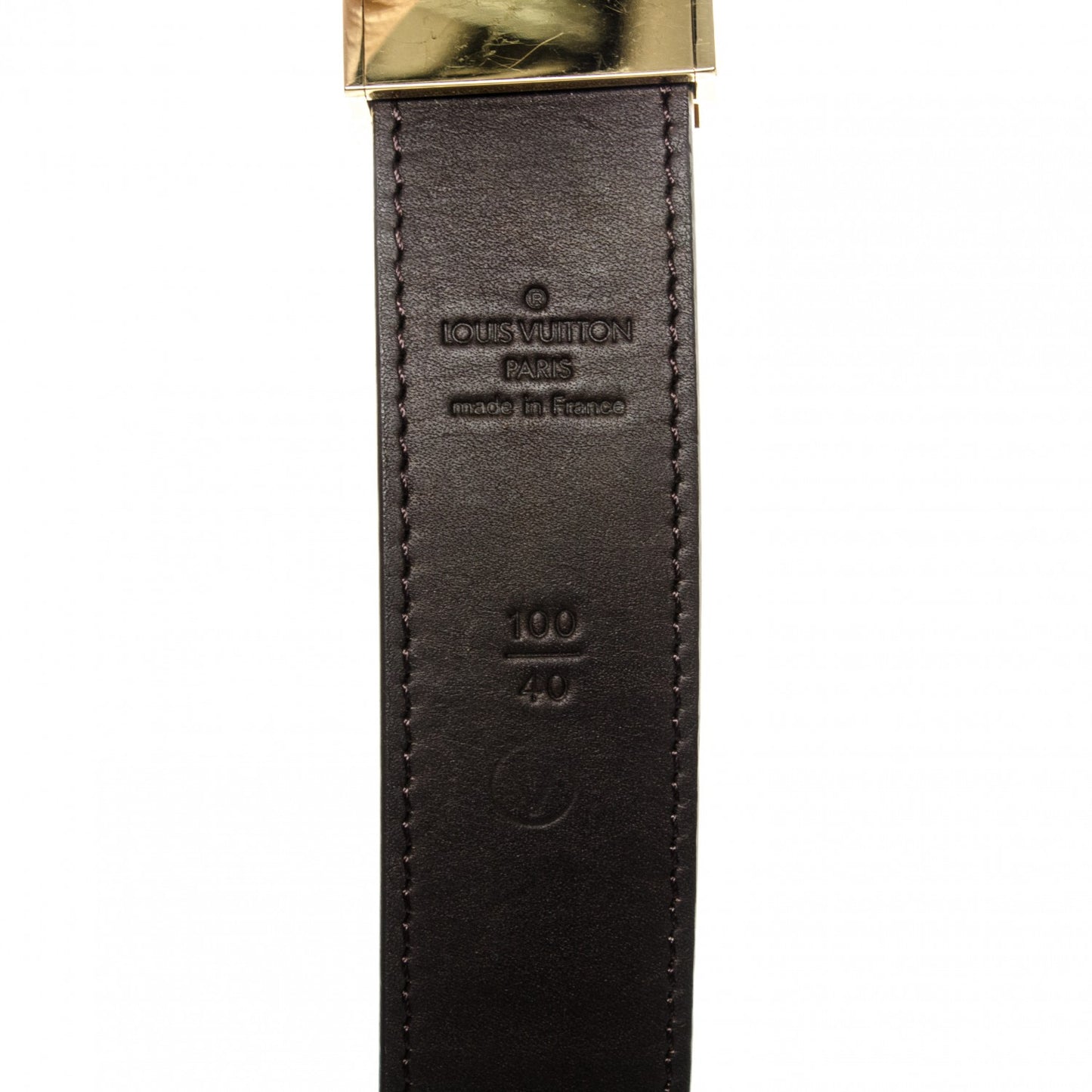 Damier Ebene LV Paris Buckle Belt 100 40 Gold