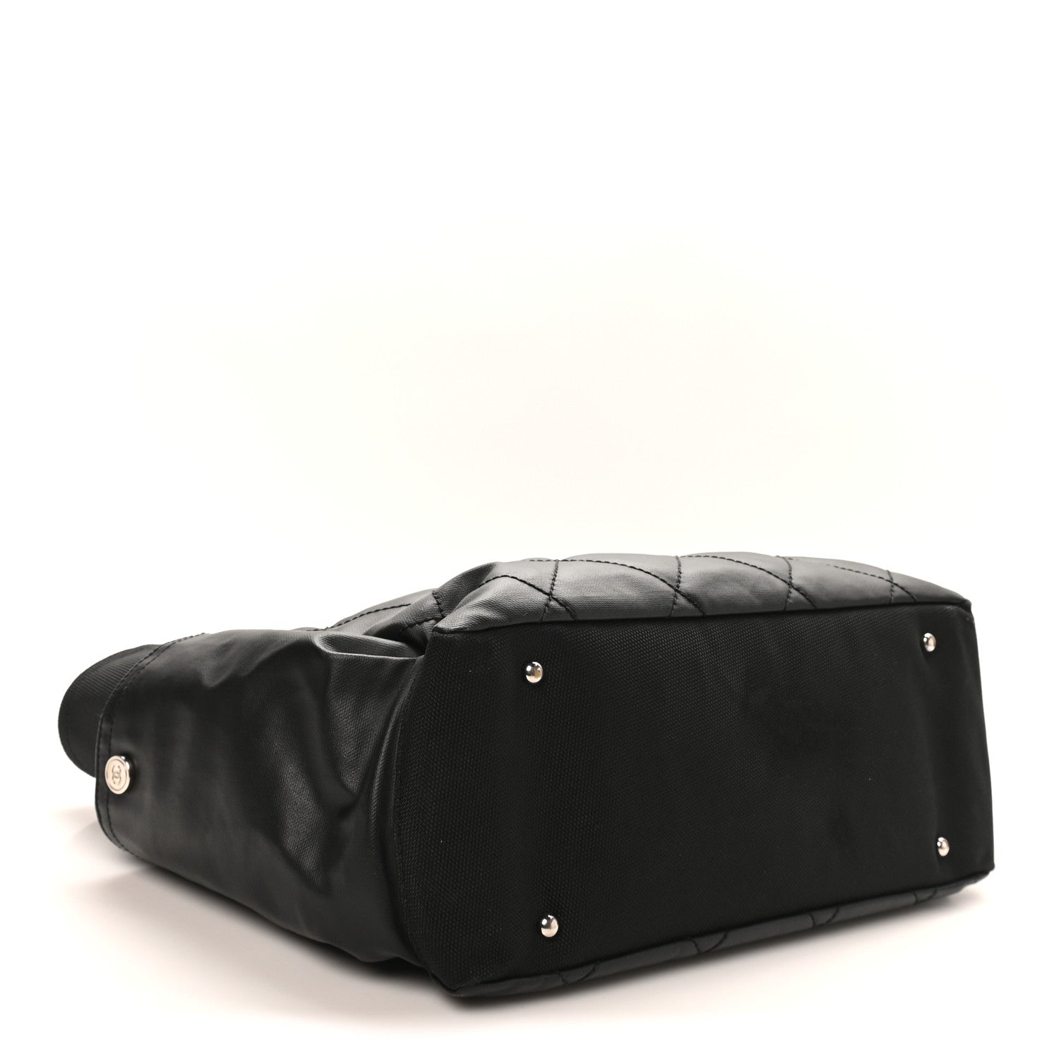 Chanel Coated Canvas Quilted Large Paris Biarritz Tote Black 4 of 10