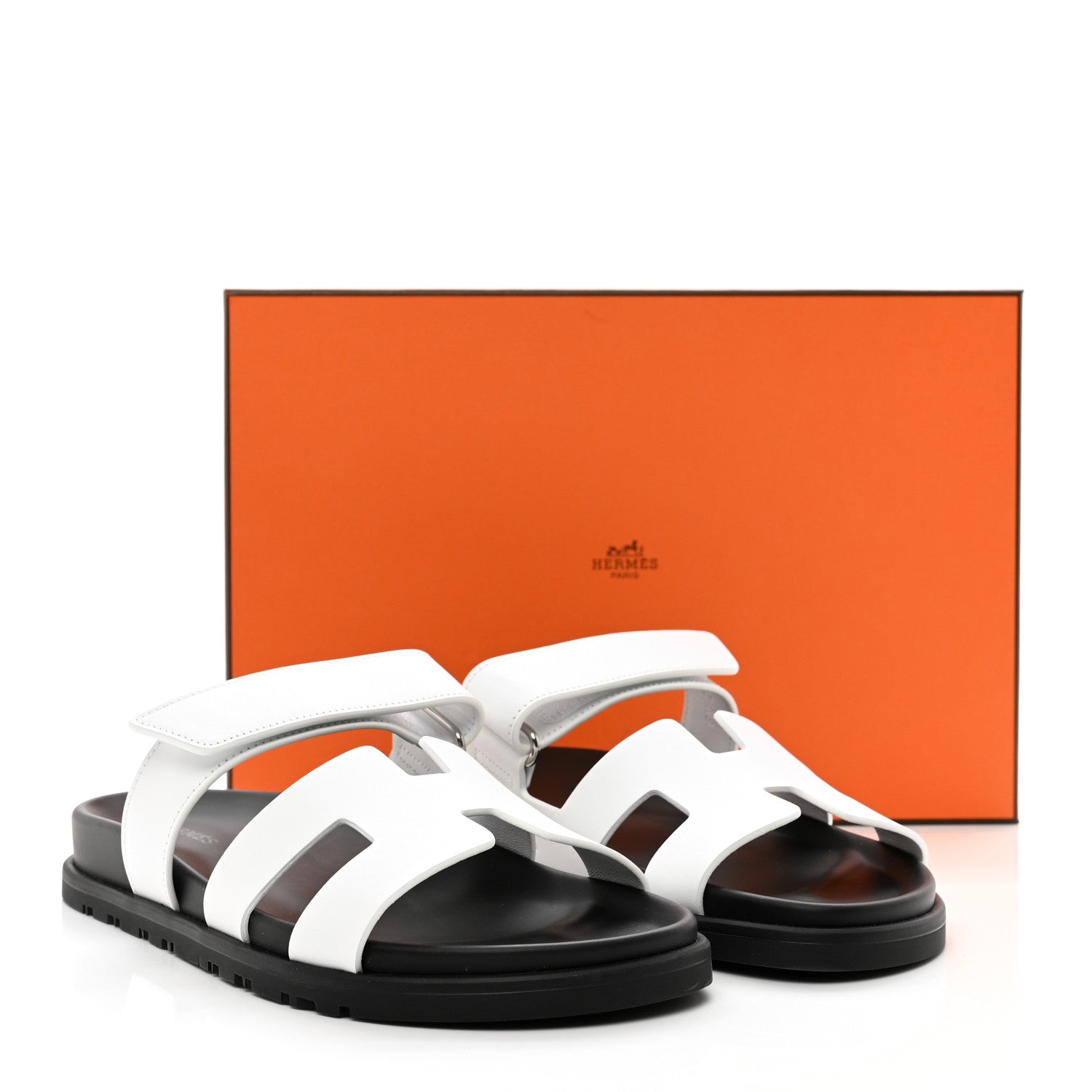 Hermes Calfskin Womens Chypre Sandals 37.5 White 9 of 9