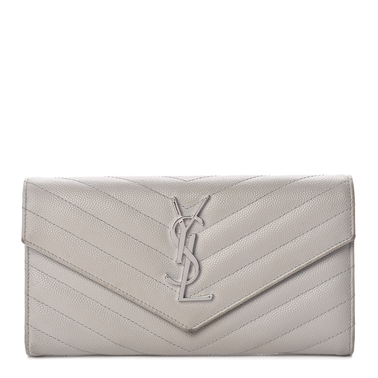 Saint Laurent Grain De Poudre Matelasse Chevron Monogram Flap Wallet Souris 1 of 11
