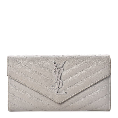 Saint Laurent Grain De Poudre Matelasse Chevron Monogram Flap Wallet Souris 1 of 11