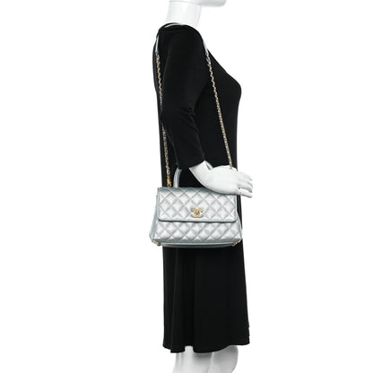Chanel Metallic Caviar Quilted Mini Coco Handle Flap Light Blue 2 of 11