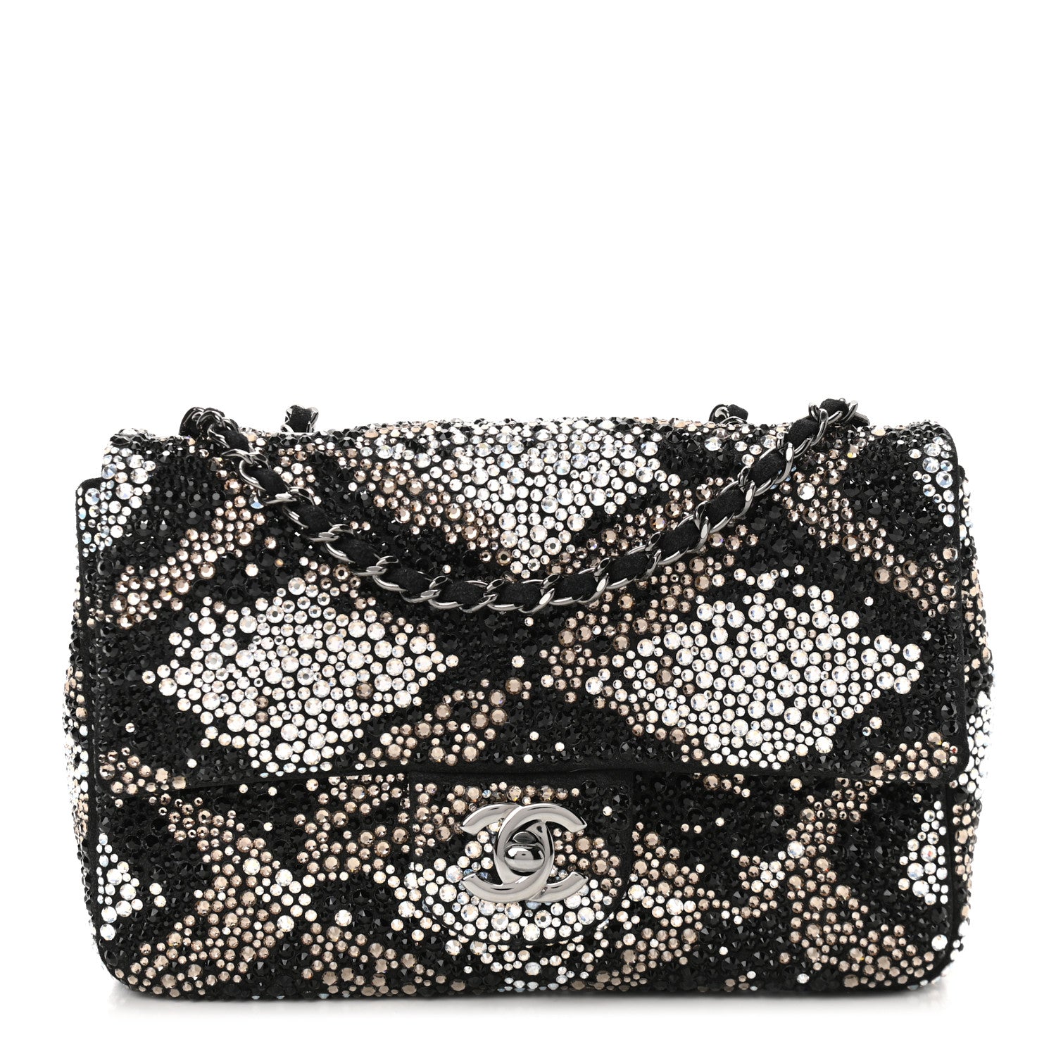 Chanel Suede Crystal Mini Rectangular Flap Grey Black Multicolor 1 of 11