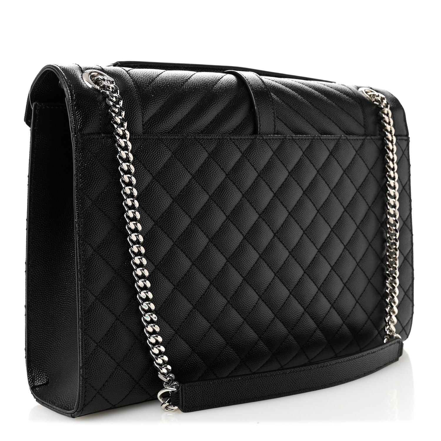 Saint Laurent Grain De Poudre Textured Mixed Matelasse Large Triquilt Monogram Satchel Black 3 of 10