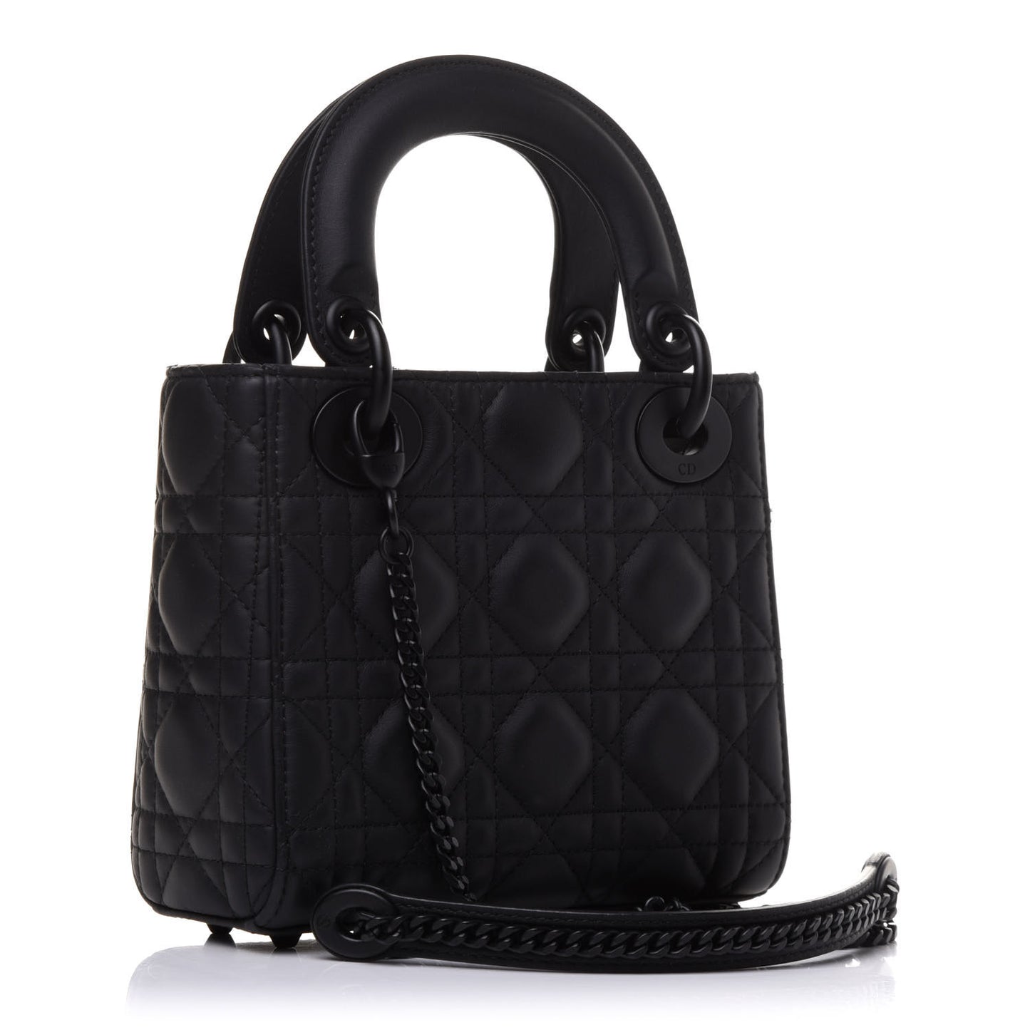 Ultra Matte Calfskin Cannage Mini Lady Dior Black