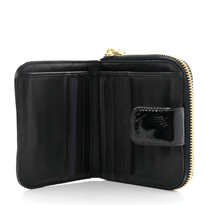 Prada Tessuto Nylon Patent Compact Zip Around Wallet Black 5 of 12