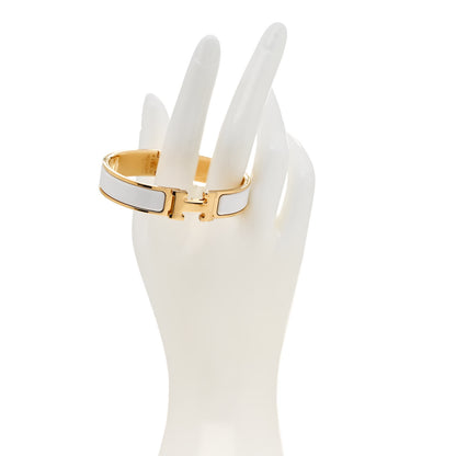 Hermes Enamel Narrow Clic Clac H Bracelet GM White 2 of 5