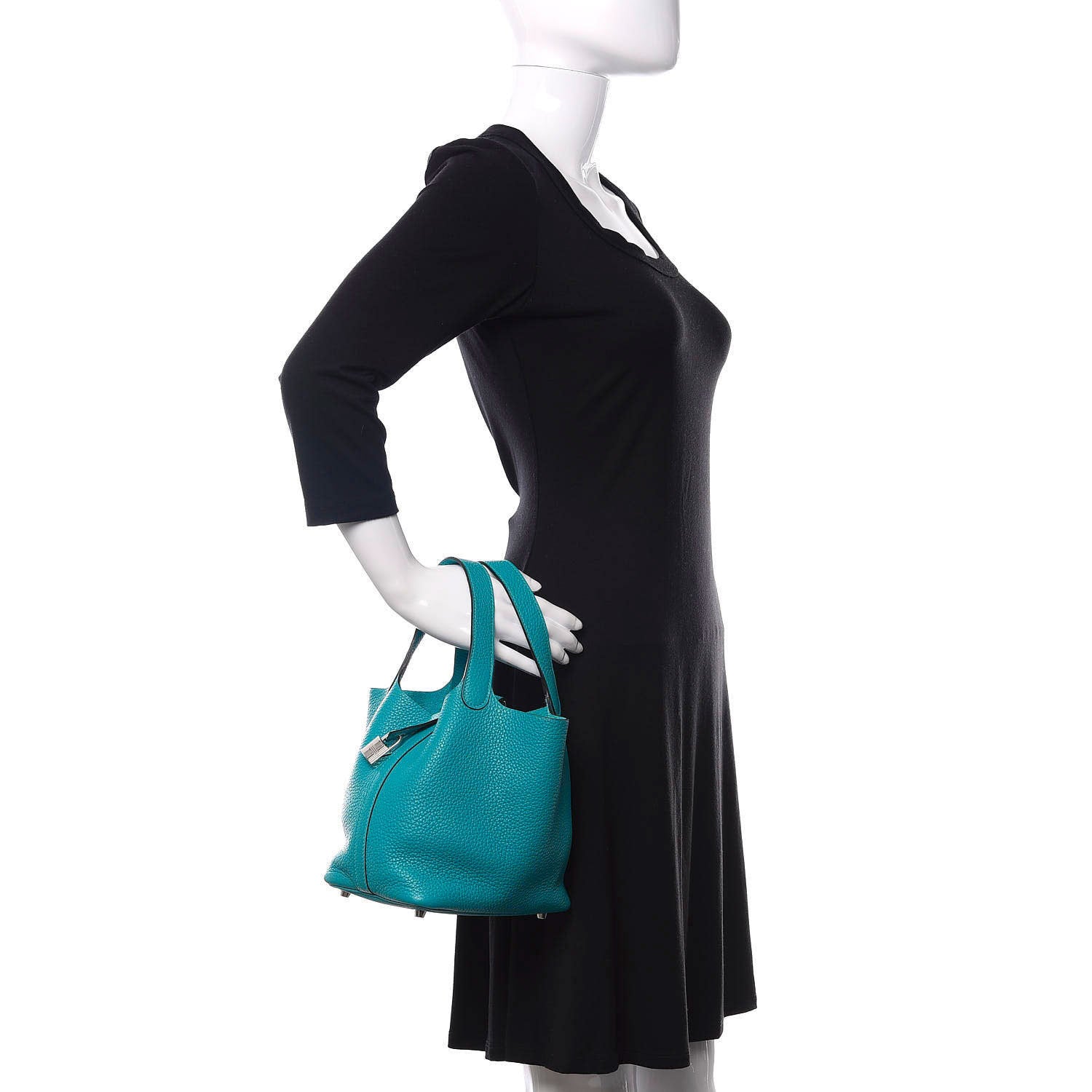 Hermes Taurillon Clemence Picotin Lock 18 PM Turquoise 2 of 9