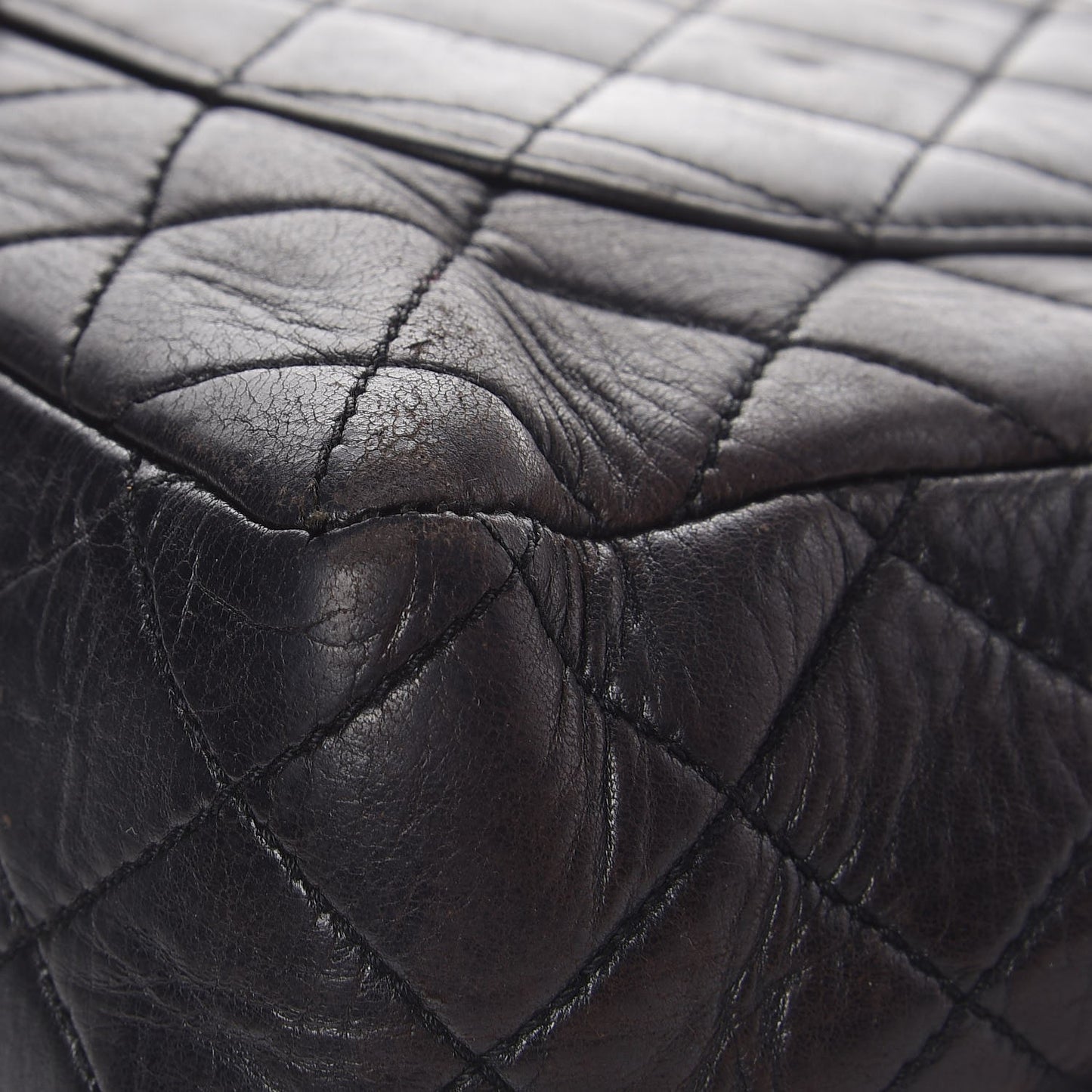 Lambskin Quilted Bekko Jumbo Single Flap Black