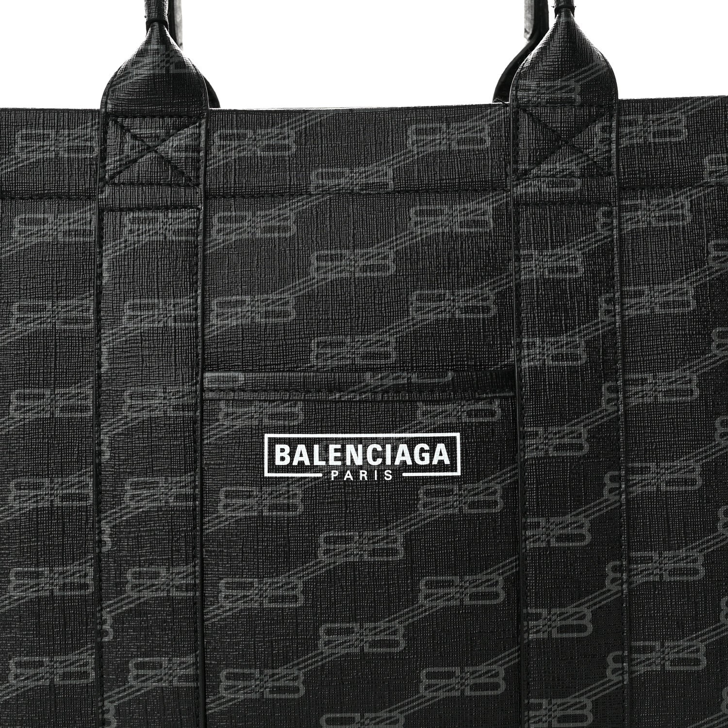 Balenciaga Coated Canvas BB Monogram Hardware Tote Black White 7 of 9