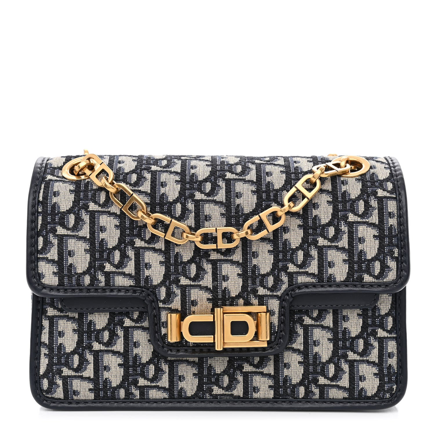 Christian Dior Oblique CD Lock Chain Flap Blue 1 of 11