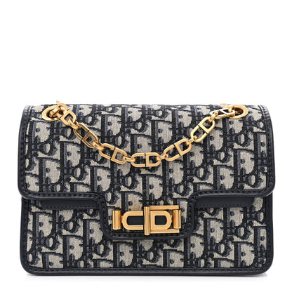 Christian Dior Oblique CD Lock Chain Flap Blue 1 of 11