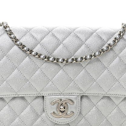 Chanel Metallic Caviar Quilted Medium CC Slide Flap Silver Silver 8 of 11