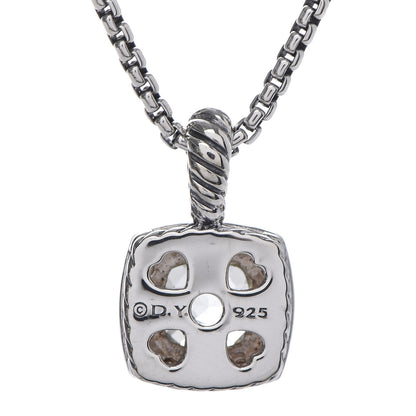 David Yurman Sterling Silver Diamond Prasiolite 7mm Petite Albion Pendant Necklace 5 of 7