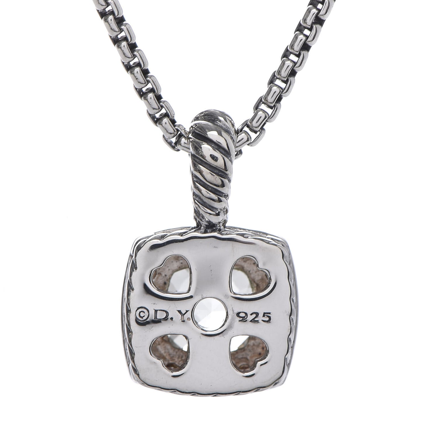 Sterling Silver Diamond Prasiolite 7mm Petite Albion Pendant Necklace