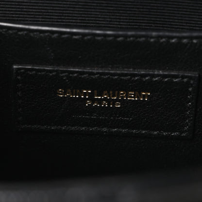 Saint Laurent Grain De Poudre Textured Mixed Matelasse Triquilt Small Monogram Satchel Black 6 of 10