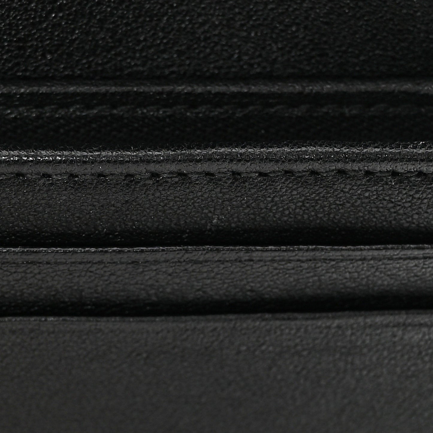 Sakai Be Green Calfskin Diagonal Stitched Blondie Card Case Wallet Black
