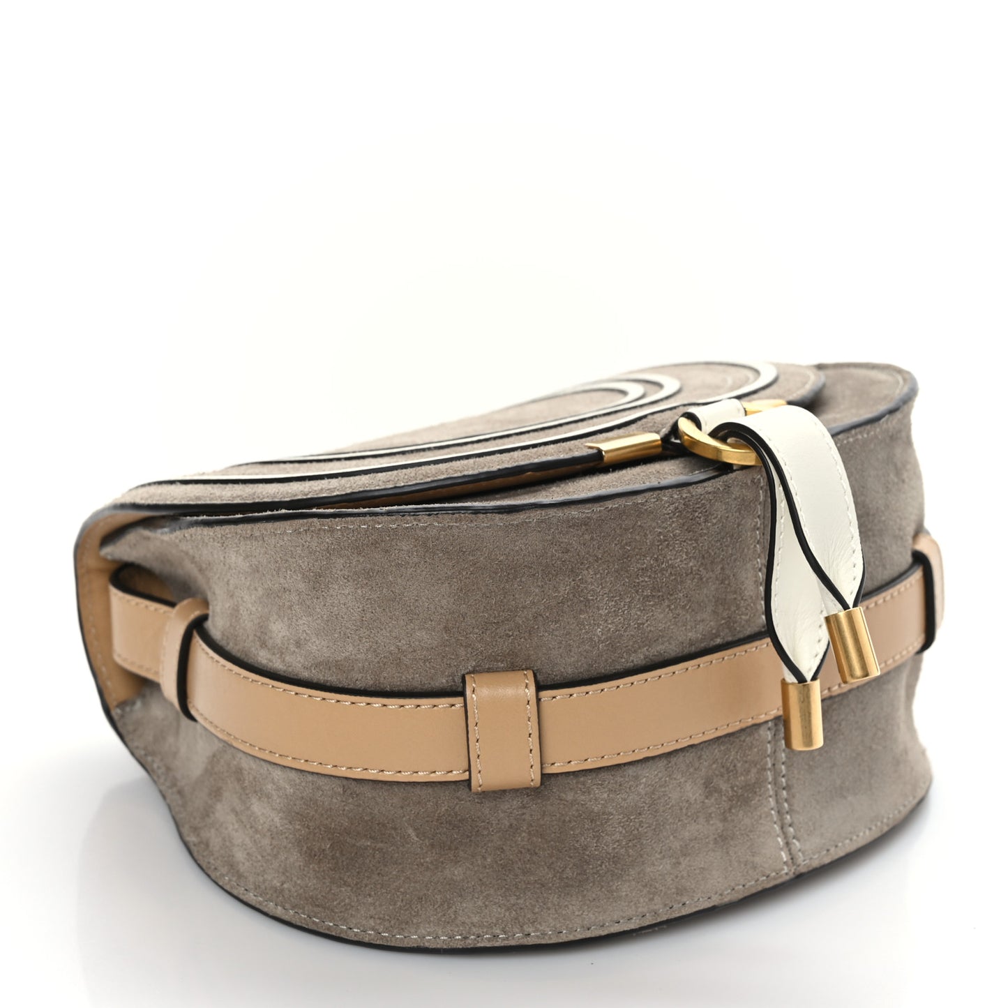 Suede Calfskin Small Marcie Saddle Bag Motty Grey