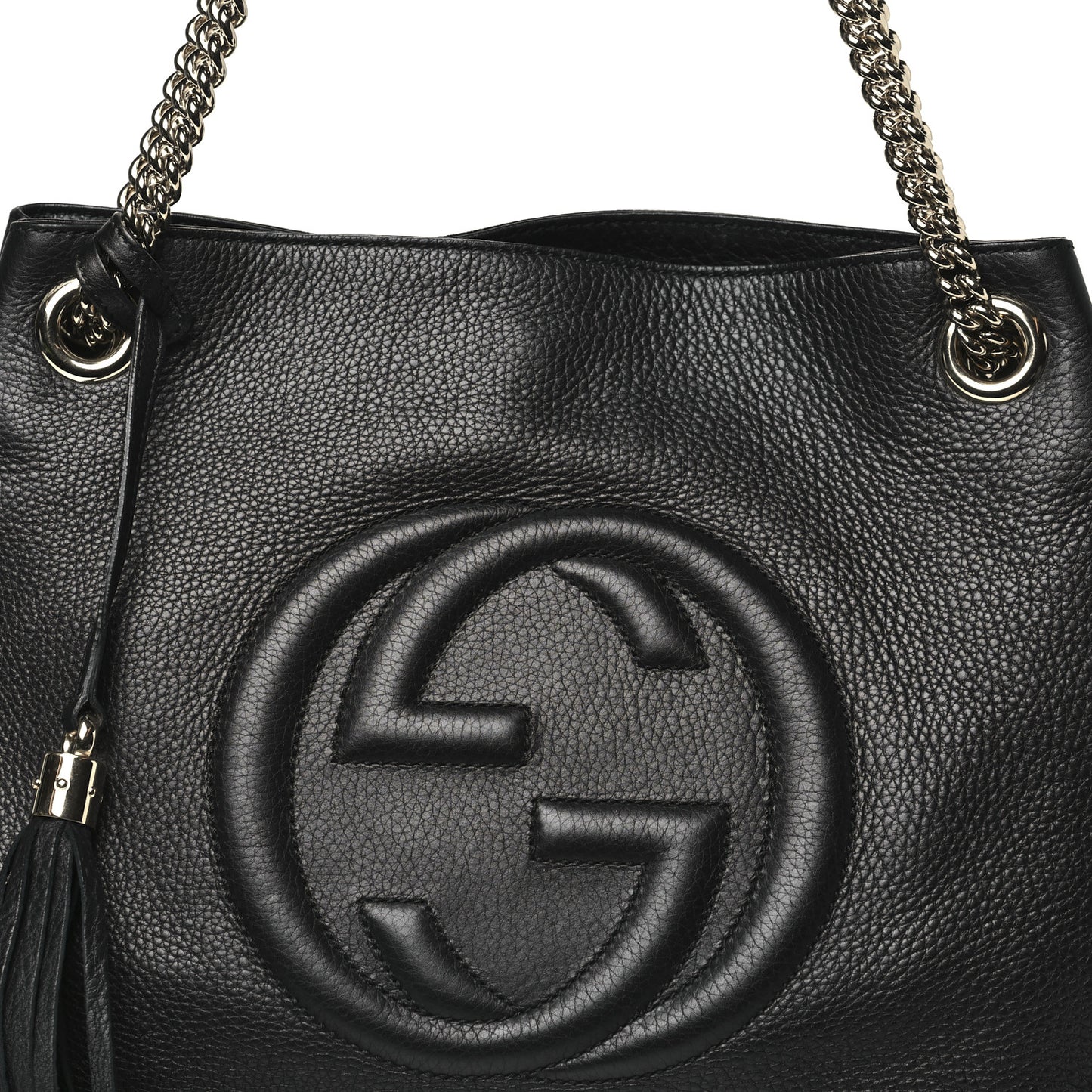 Pebbled Calfskin Medium Soho Chain Shoulder Bag Black