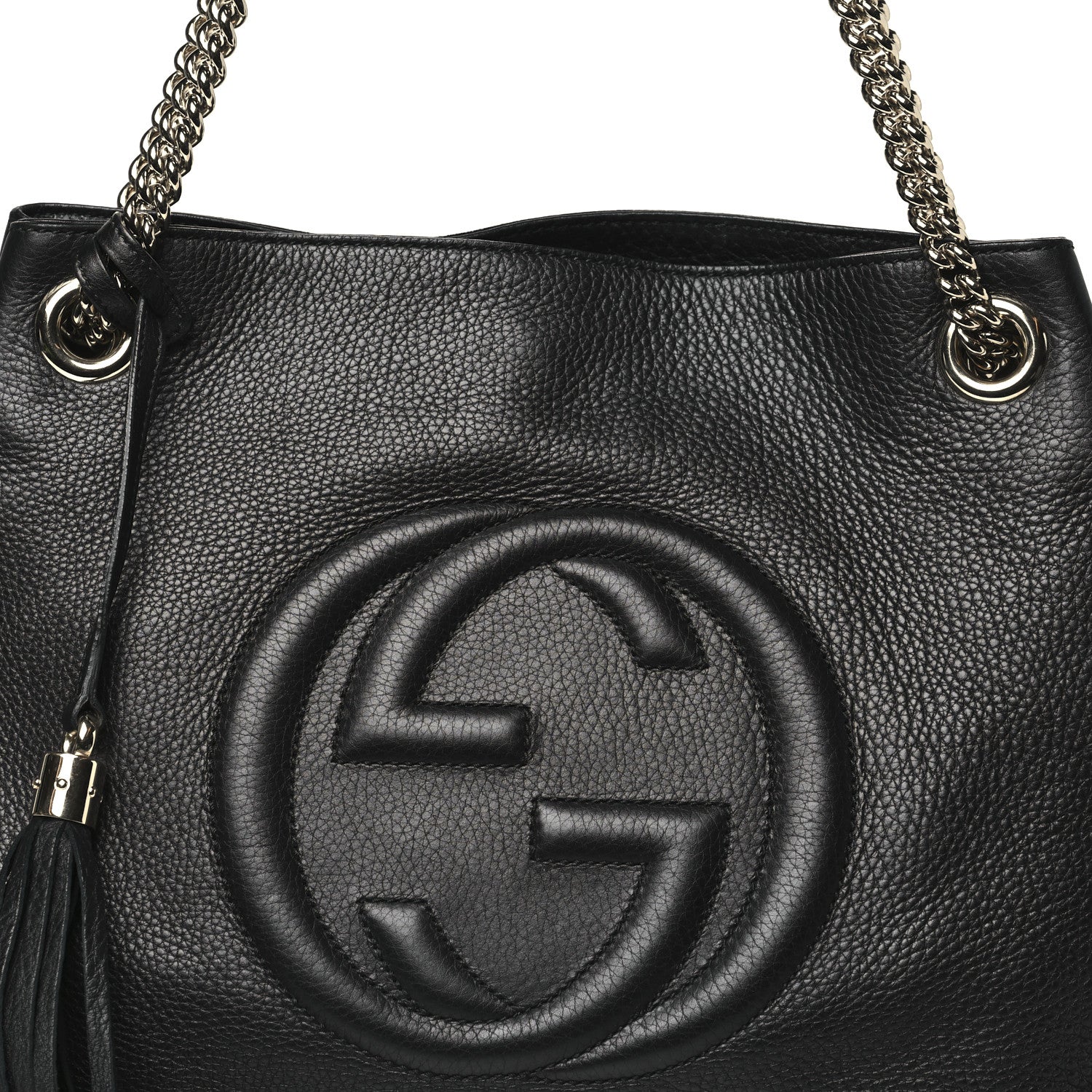 Gucci Pebbled Calfskin Medium Soho Chain Shoulder Bag Black 8 of 11