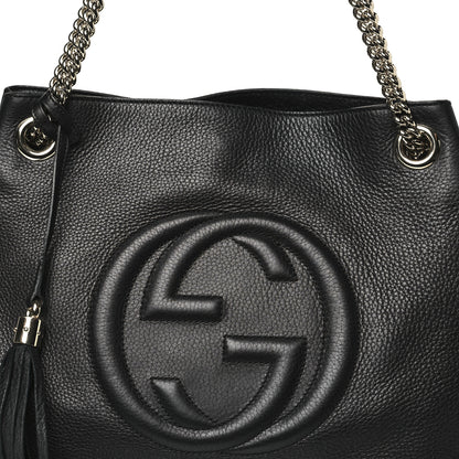 Gucci Pebbled Calfskin Medium Soho Chain Shoulder Bag Black 8 of 11