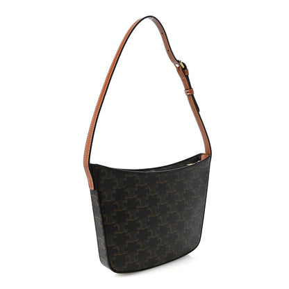 Celine Triomphe Canvas Calfskin Medium Croque Bag Tan 3 of 9