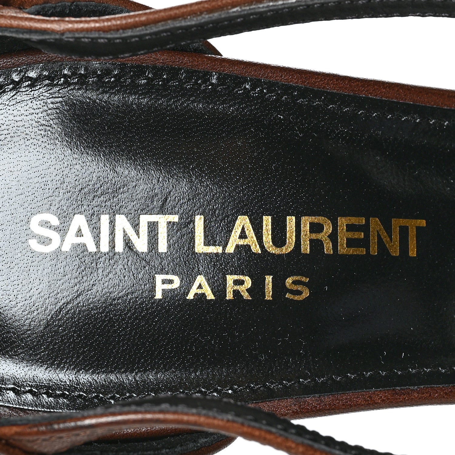 Saint Laurent Calfskin Cassandra 100 Sandals 38.5 Brown Gold 6 of 7