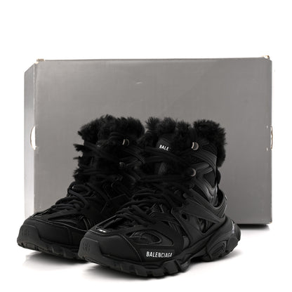 Balenciaga Mesh Nylon Faux Fur Womens Track Hike Sneakers 37 Black 9 of 9