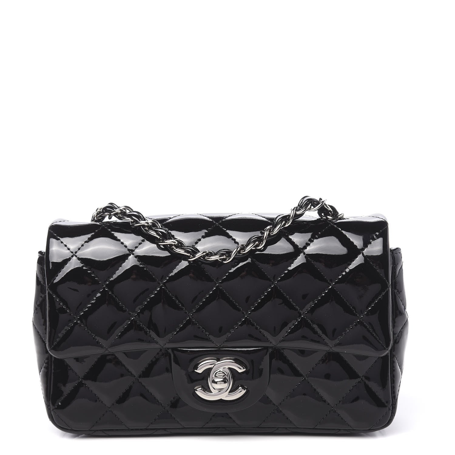 Chanel Patent Calfskin Quilted Mini Rectangular Flap Black 1 of 10