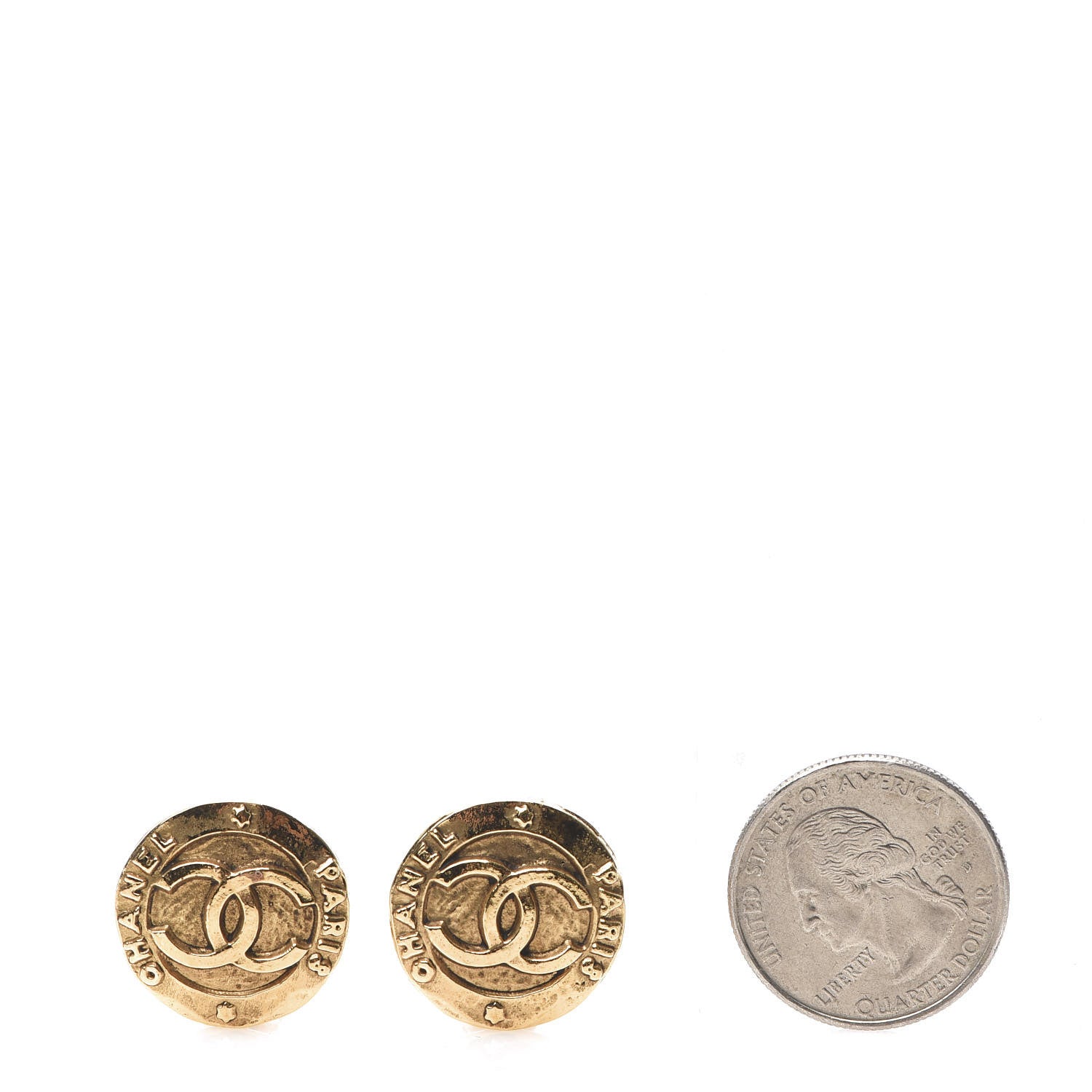 Chanel CC Button Clip On Earrings Gold 2 of 5