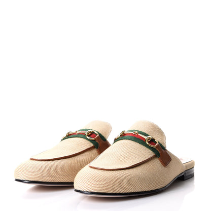 Gucci Canvas Vintage Charlotte Princetown Slippers 39 Cuir 2 of 9