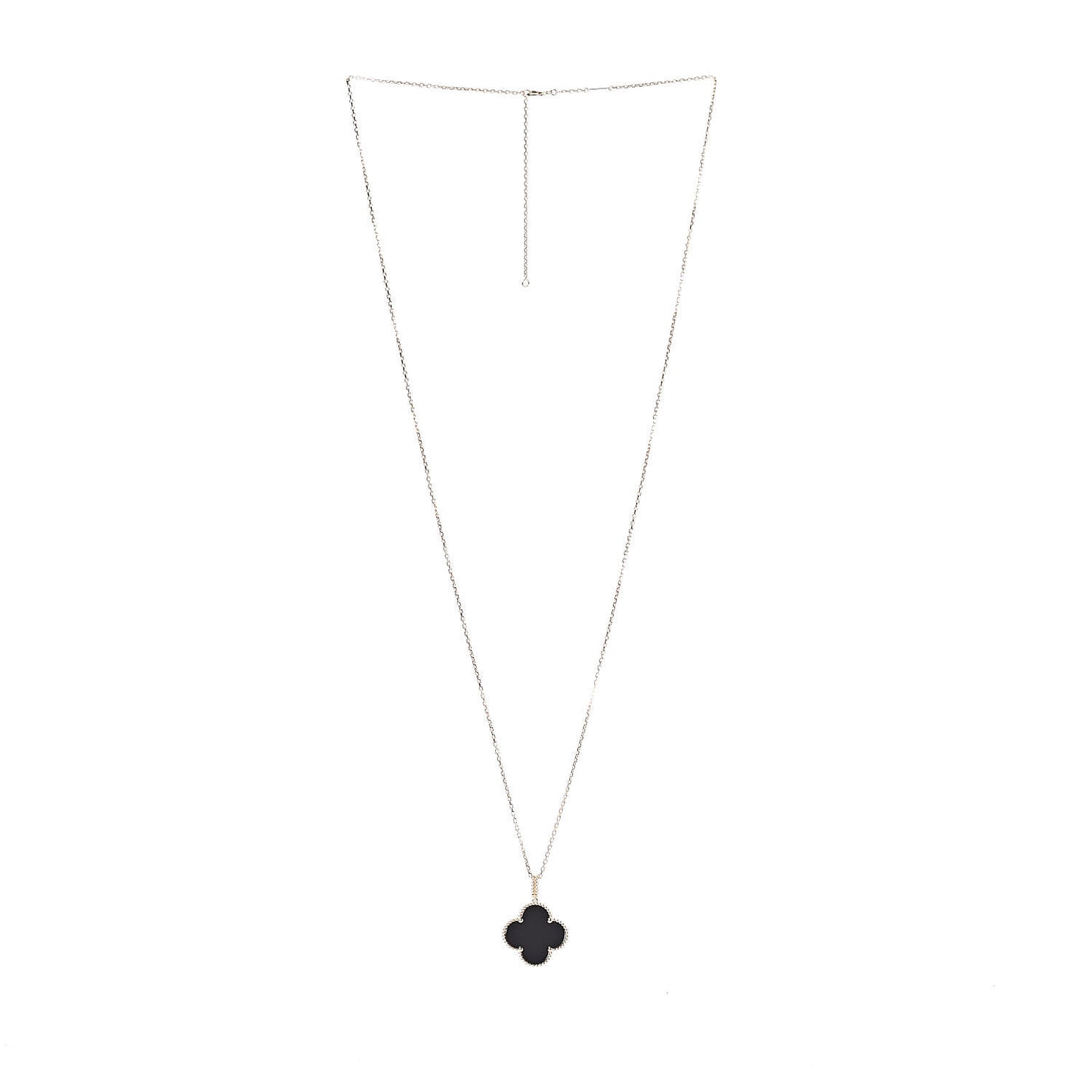 18K Yellow Gold Black Onyx Magic Alhambra Pendant Necklace