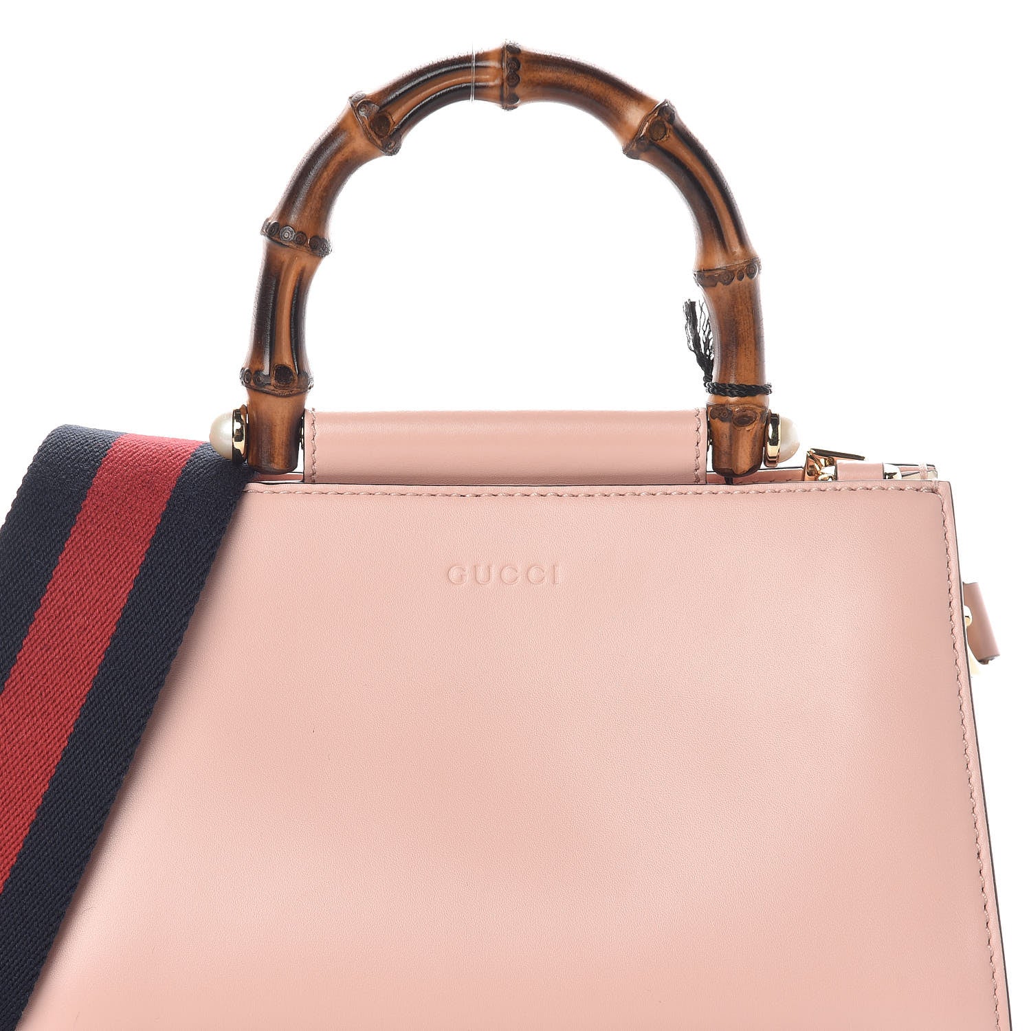 Gucci Nappa Bamboo Web Mini Nymphaea Top Handle Bag Perfect Pink Mystic White 8 of 10