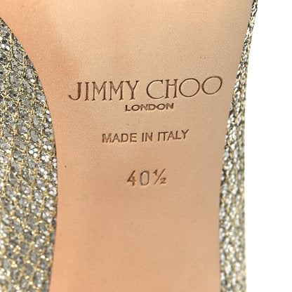Jimmy Choo Glitter Fabric Evelyn Peep Toe Pumps 40.5 Champagne 7 of 9