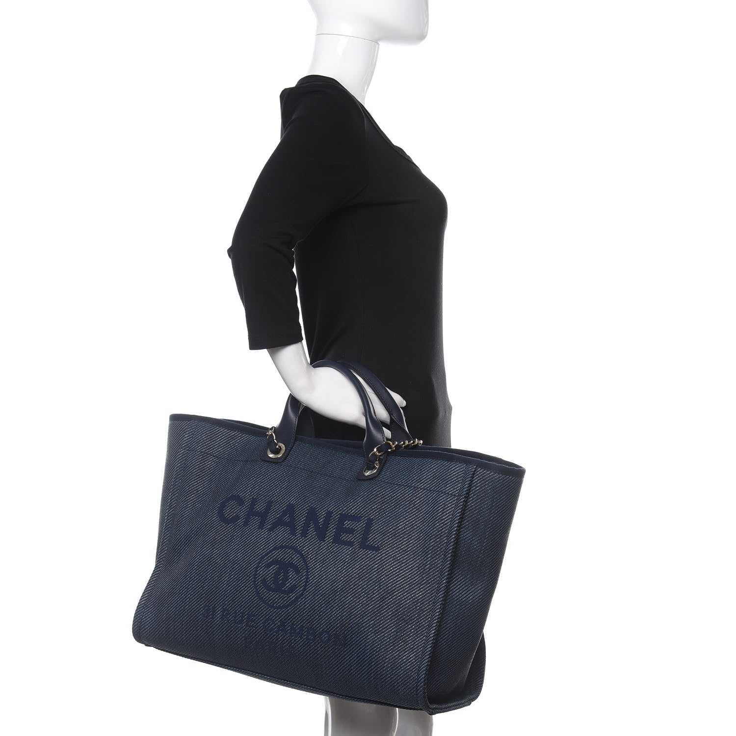 Chanel Mixed Fibers Large Deauville Tote Blue 2 of 11