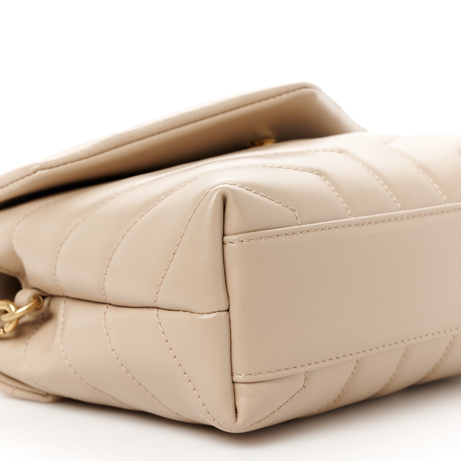 Saint Laurent Calfskin Y Quilted Monogram Toy Loulou Crossbody Bag Dark Beige 10 of 11