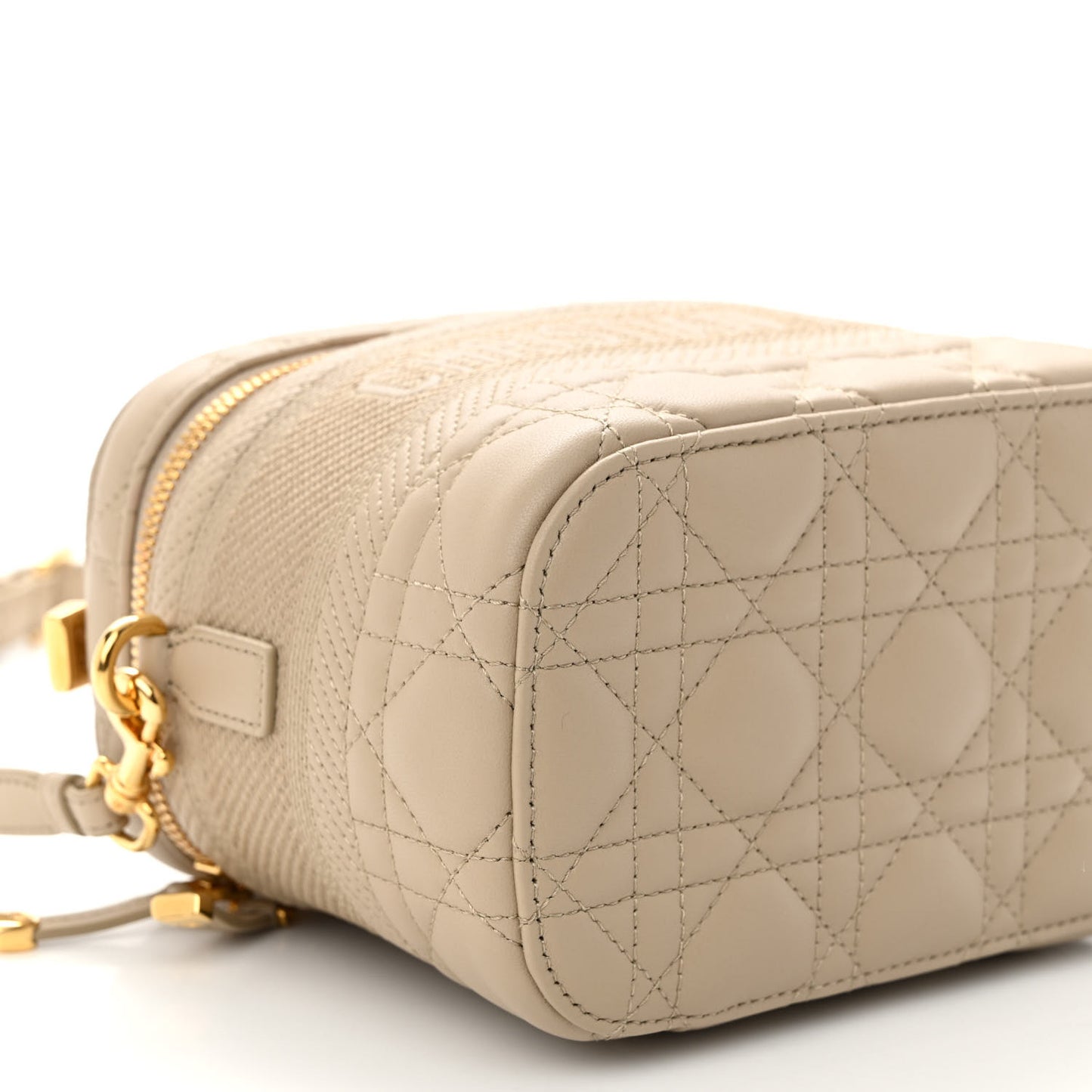 Lambskin Cannage Small Diortravel Vanity Case Light Beige