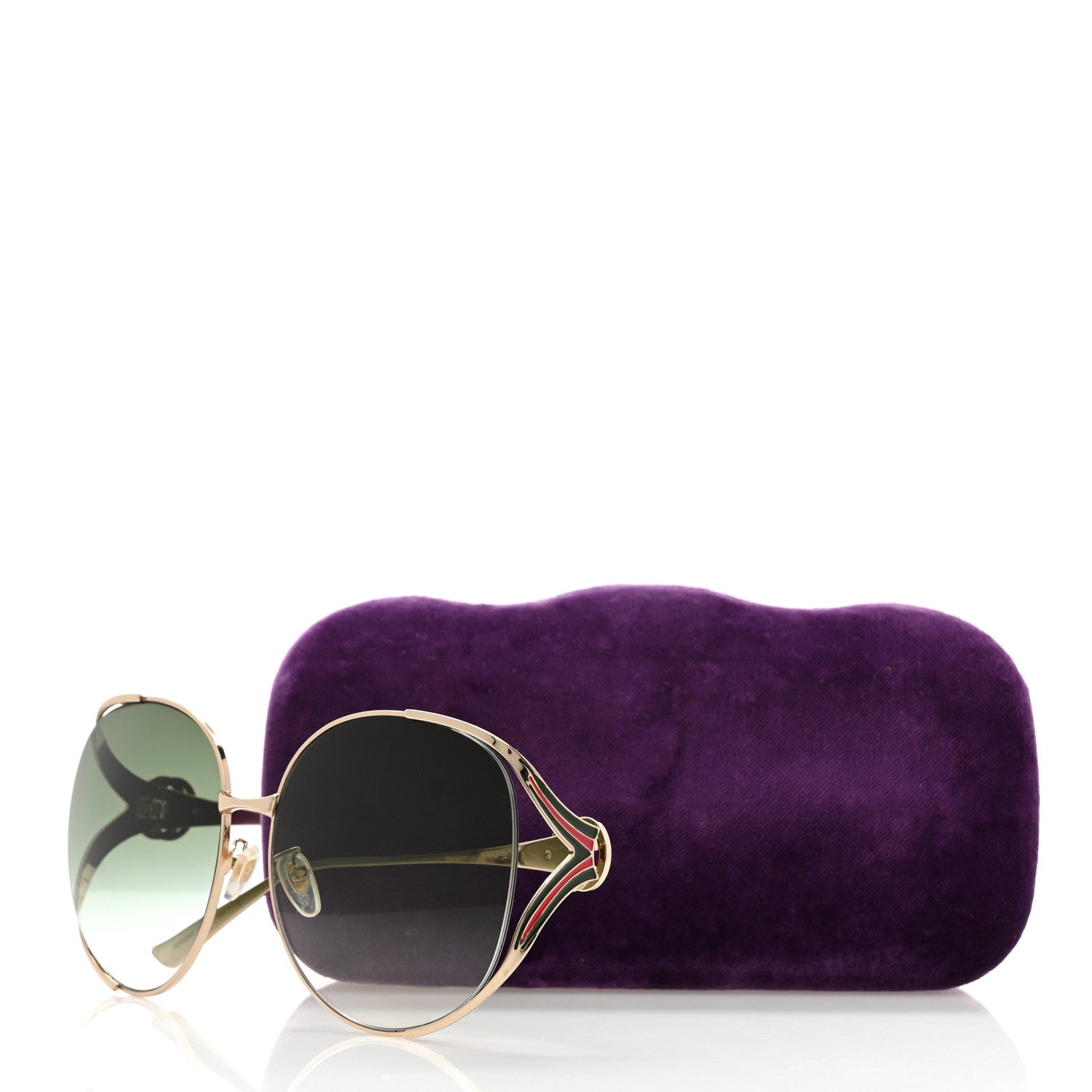 Gucci Metal Oversized Round Frame GG0225S Sunglasses Gold 1769269