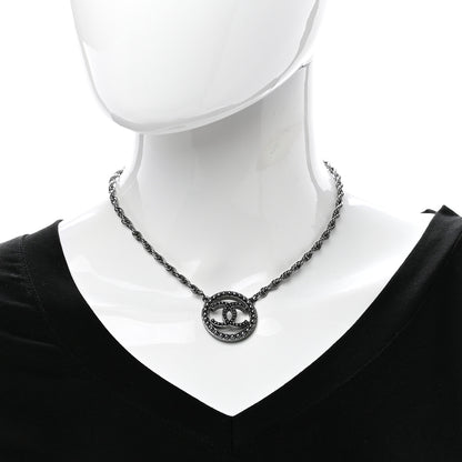 Chanel Ruthenium Pearl CC Round Pendant Necklace 2 of 4