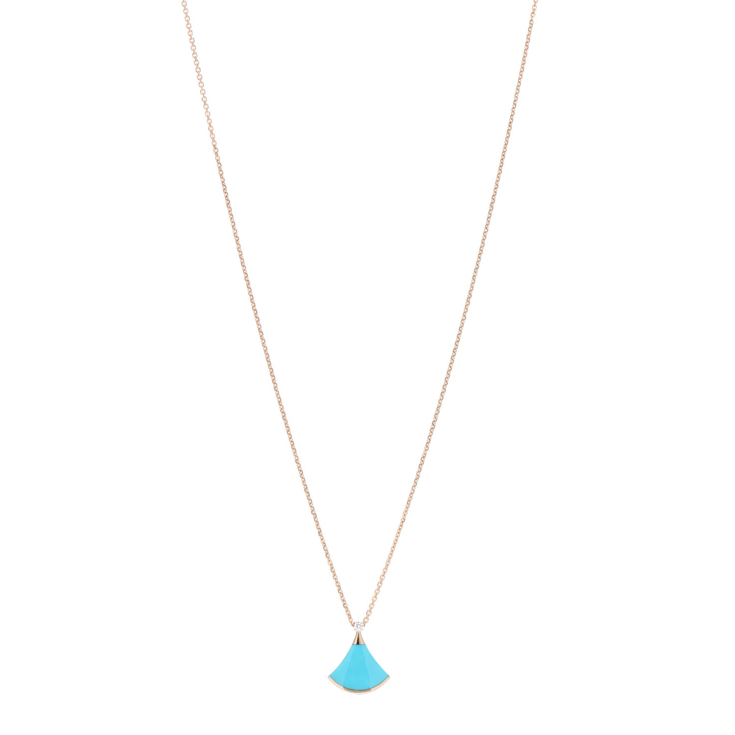 18K Rose Gold Diamond Turquoise Divas' Dream Pendant Necklace