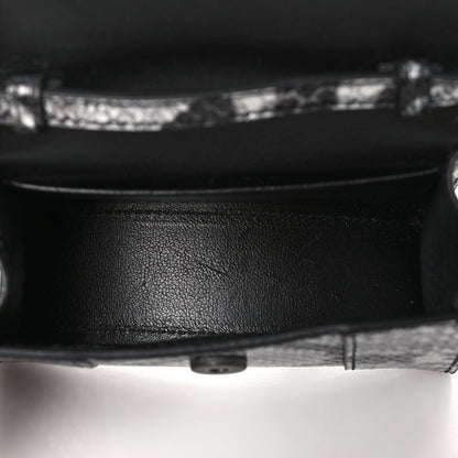 Balenciaga Shiny Calfskin Python Effect Hourglass Top Handle Bag Mini Silver Black 4 of 9